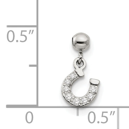 Sterling Silver Mio Memento Cz Dangle Horseshoe Charm