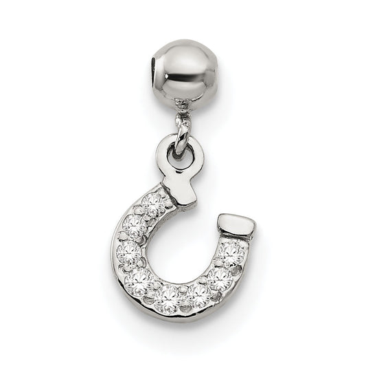 Sterling Silver Mio Memento Cz Dangle Horseshoe Charm