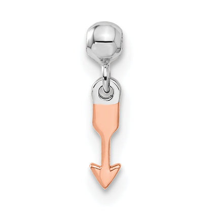 Sterling Silver Mio Memento Rhodium-Plated Rose-Tone Dangle Arrow Charm