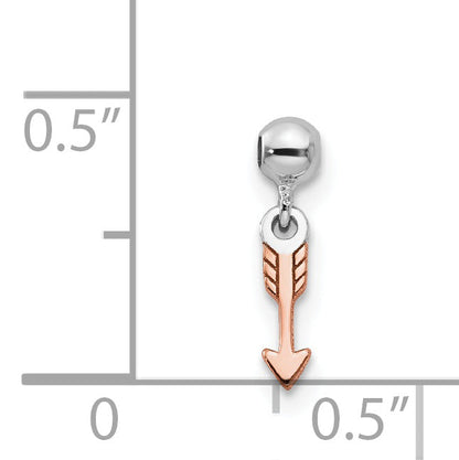 Sterling Silver Mio Memento Rhodium-Plated Rose-Tone Dangle Arrow Charm