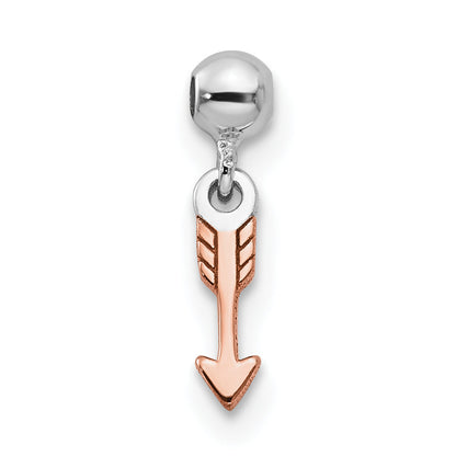 Sterling Silver Mio Memento Rhodium-Plated Rose-Tone Dangle Arrow Charm