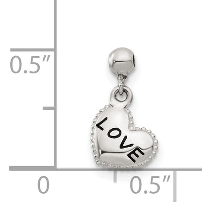 Sterling Silver Mio Memento Enamel Dangle Love Heart Charm
