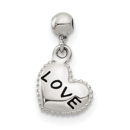 Sterling Silver Mio Memento Enamel Dangle Love Heart Charm