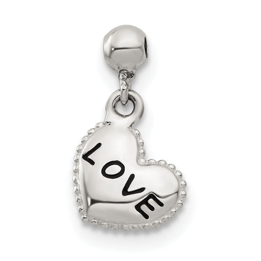 Sterling Silver Mio Memento Enamel Dangle Love Heart Charm