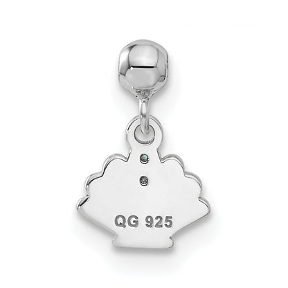 Sterling Silver Mio Memento Blue Cz Dangle Shell Charm