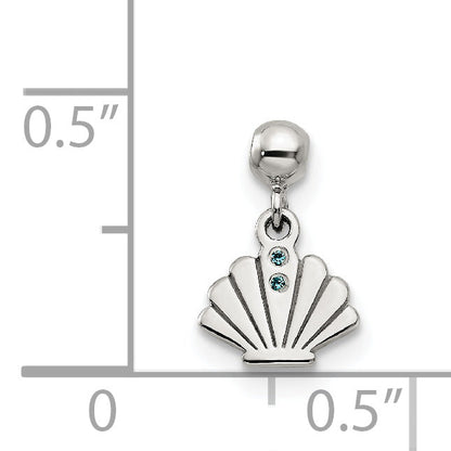 Sterling Silver Mio Memento Blue Cz Dangle Shell Charm