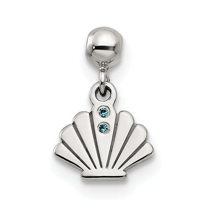 Sterling Silver Mio Memento Blue Cz Dangle Shell Charm
