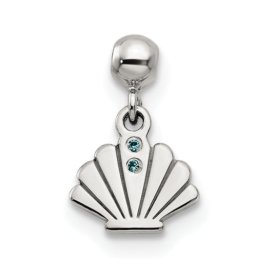 Sterling Silver Mio Memento Blue Cz Dangle Shell Charm