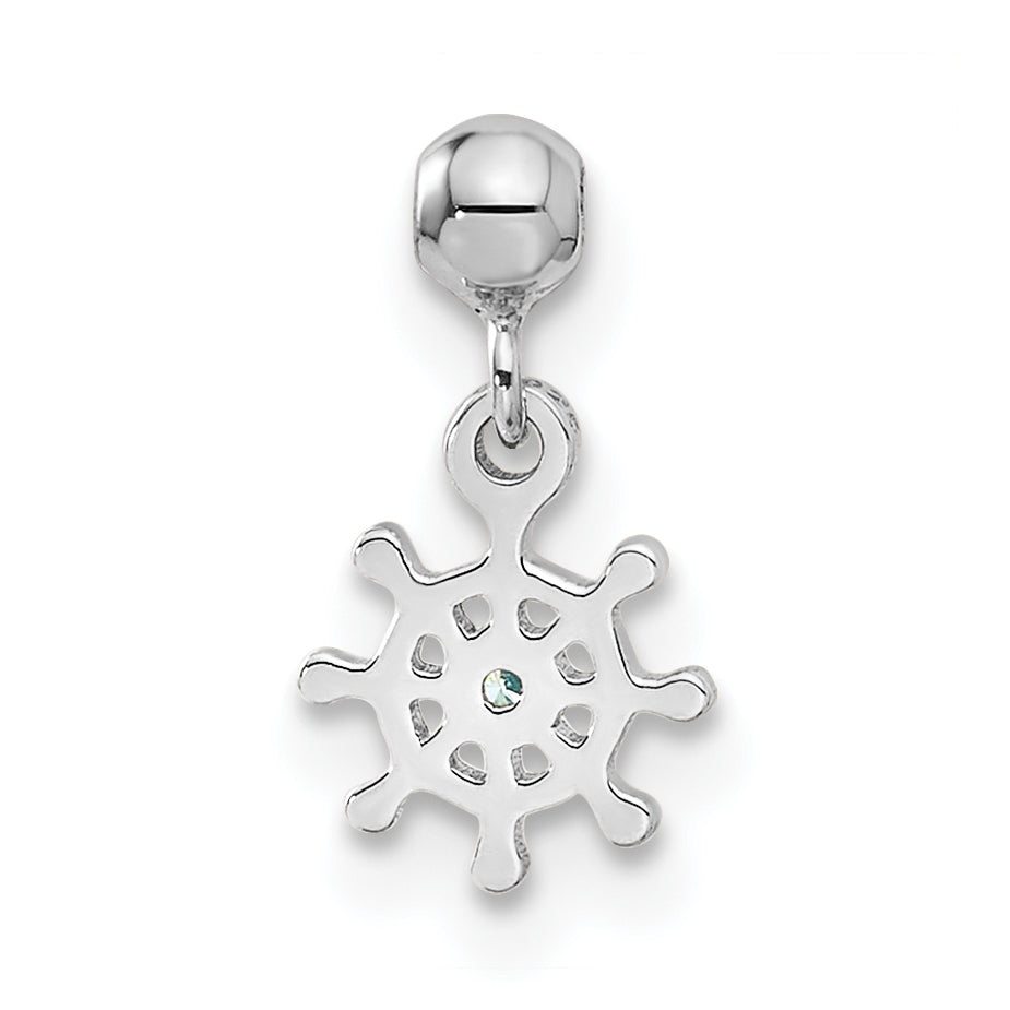 Sterling Silver Mio Memento Blue Cz Dangle Ship Charm