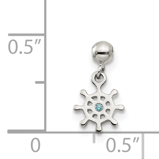 Sterling Silver Mio Memento Blue Cz Dangle Ship Charm