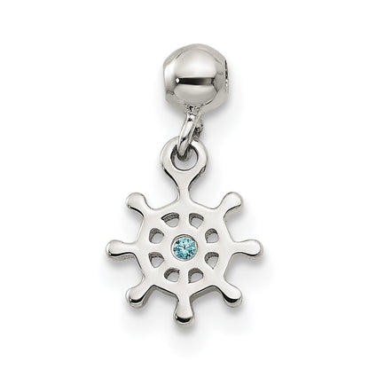 Sterling Silver Mio Memento Blue Cz Dangle Ship Charm