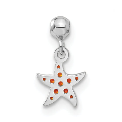 Sterling Silver Mio Memento Orange Cz Dangle Starfish Charm