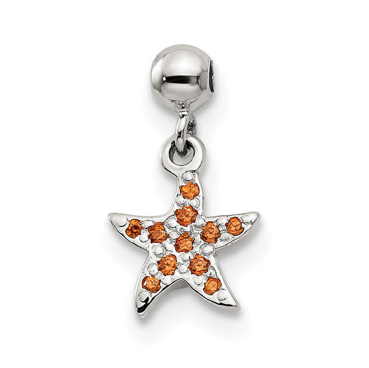 Sterling Silver Mio Memento Orange Cz Dangle Starfish Charm