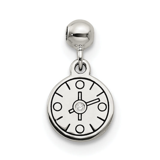 Sterling Silver Mio Memento Enamel Cz Dangle Compass Charm