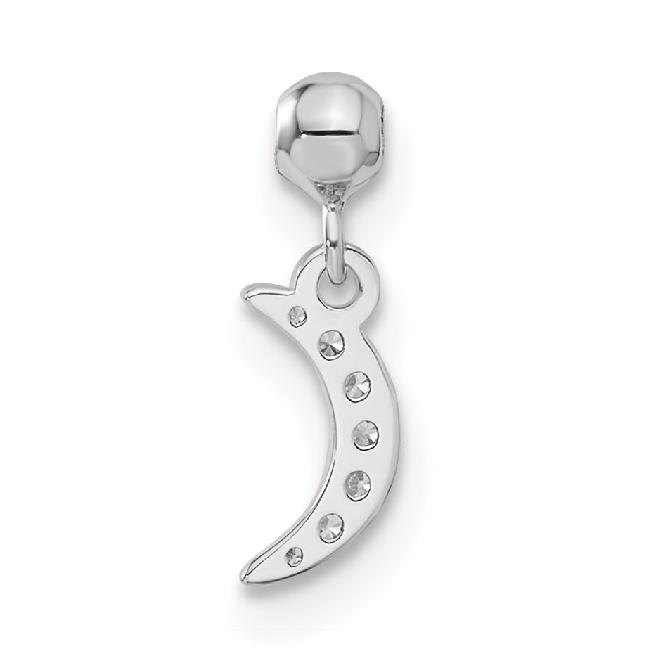 Sterling Silver Mio Memento Cz Dangle Moon Charm
