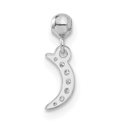 Sterling Silver Mio Memento Cz Dangle Moon Charm