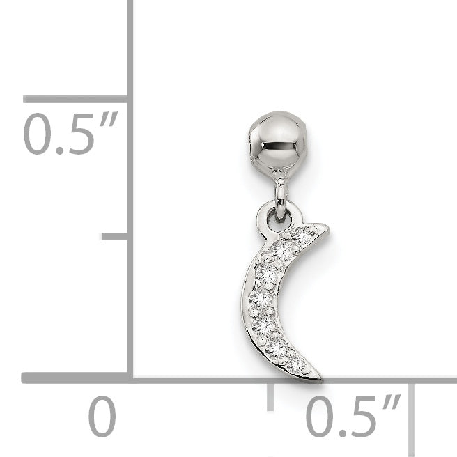 Sterling Silver Mio Memento Cz Dangle Moon Charm