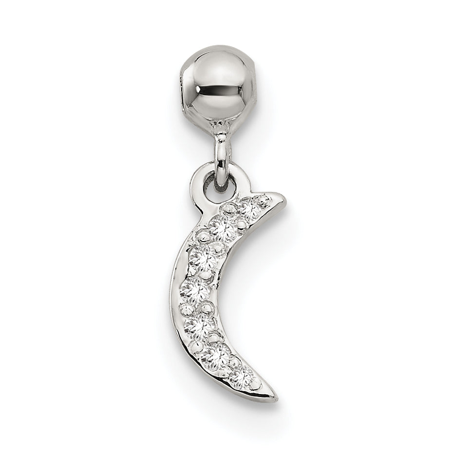 Sterling Silver Mio Memento Cz Dangle Moon Charm