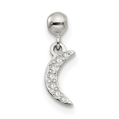 Sterling Silver Mio Memento Cz Dangle Moon Charm