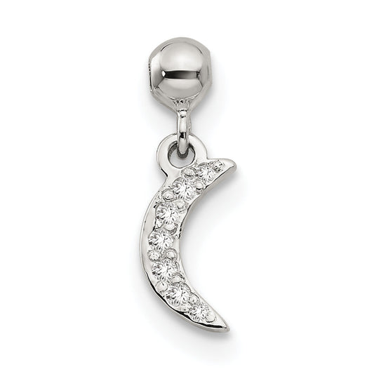 Sterling Silver Mio Memento Cz Dangle Moon Charm
