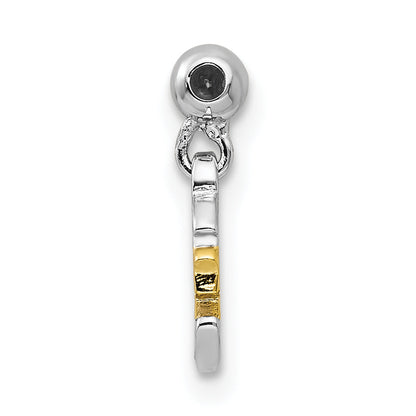 Sterling Silver Mio Memento Rhodium-Plated Gold-Tone Cz Dangle Moon Charm