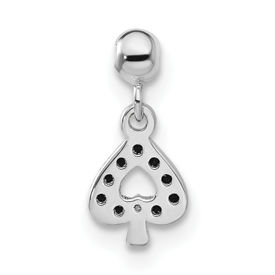 Sterling Silver Mio Memento Black Cz Dangle Spade Charm