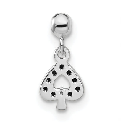 Sterling Silver Mio Memento Black Cz Dangle Spade Charm