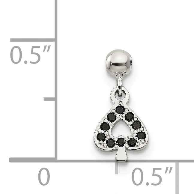 Sterling Silver Mio Memento Black Cz Dangle Spade Charm