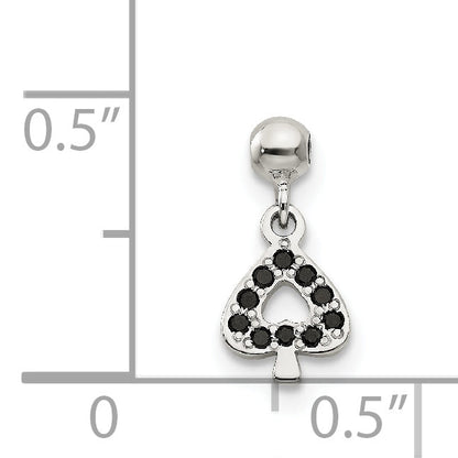 Sterling Silver Mio Memento Black Cz Dangle Spade Charm