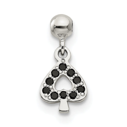 Sterling Silver Mio Memento Black Cz Dangle Spade Charm
