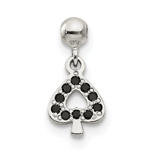Sterling Silver Mio Memento Black Cz Dangle Spade Charm