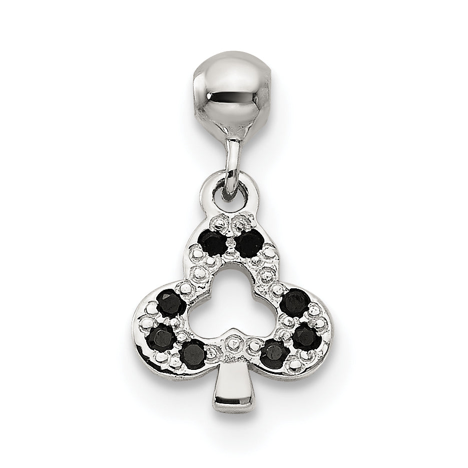 Sterling Silver Mio Memento Black Cz Dangle Club Charm