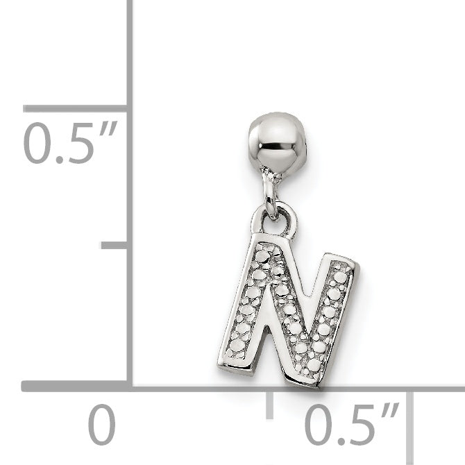 Sterling Silver Mio Memento Letter N Dangle Initial Charm