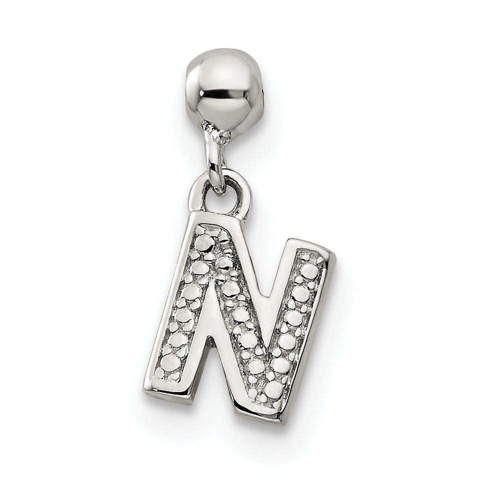 Sterling Silver Mio Memento Letter N Dangle Initial Charm
