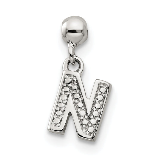 Sterling Silver Mio Memento Letter N Dangle Initial Charm