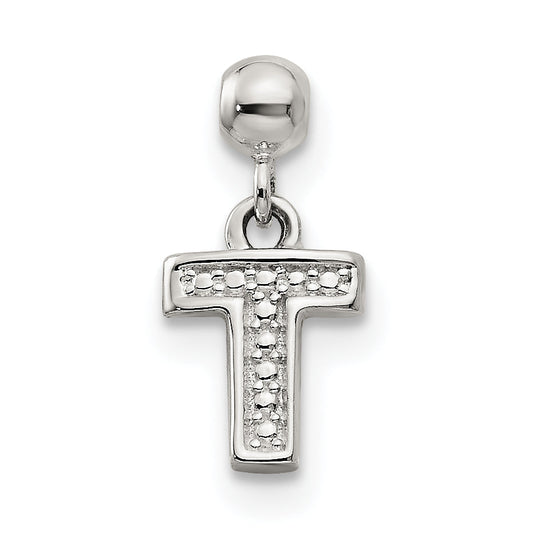 Sterling Silver Mio Memento Letter T Dangle Initial Charm