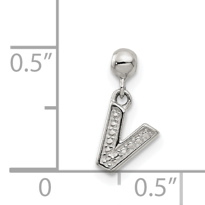 Sterling Silver Mio Memento Letter V Dangle Initial Charm