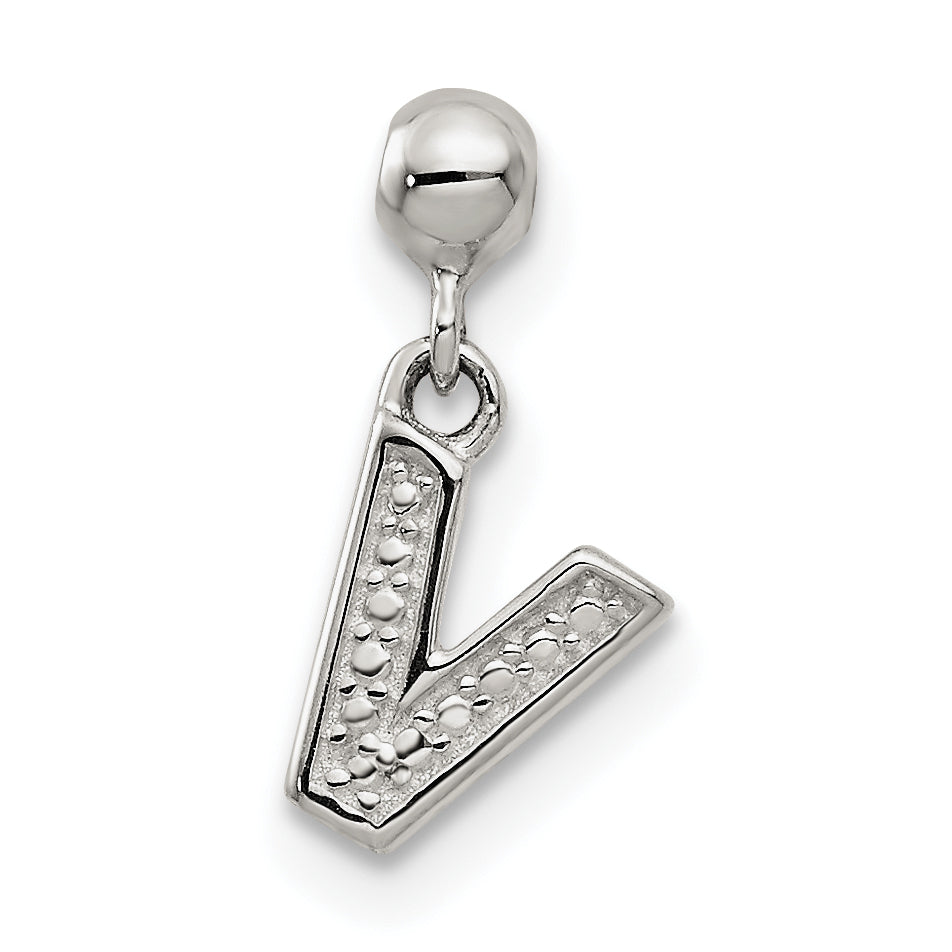 Sterling Silver Mio Memento Letter V Dangle Initial Charm