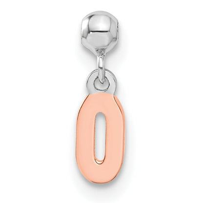 Sterling Silver Mio Memento Rhodium-Plated Rose-Tone Dangle Number 0 Charm
