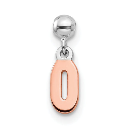 Sterling Silver Mio Memento Rhodium-Plated Rose-Tone Dangle Number 0 Charm