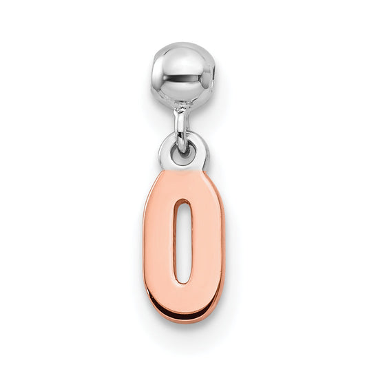 Sterling Silver Mio Memento Rhodium-Plated Rose-Tone Dangle Number 0 Charm