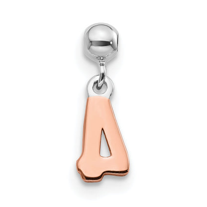 Sterling Silver Mio Memento Rhodium-Plated Rose-Tone Dangle Number 4 Charm
