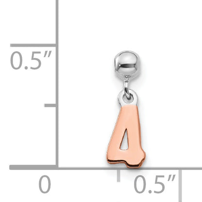 Sterling Silver Mio Memento Rhodium-Plated Rose-Tone Dangle Number 4 Charm