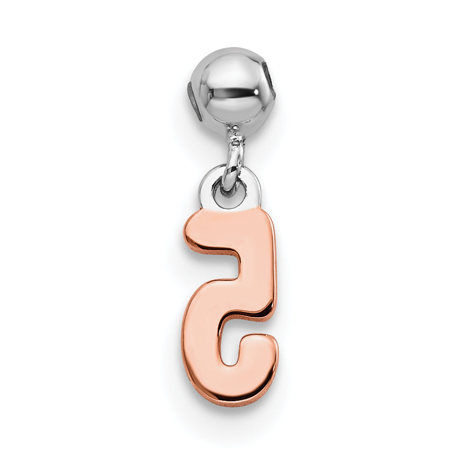 Sterling Silver Mio Memento Rhodium-Plated Rose-Tone Dangle Number 5 Charm