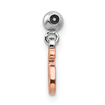 Sterling Silver Mio Memento Rhodium-Plated Rose-Tone Dangle Number 6 Charm