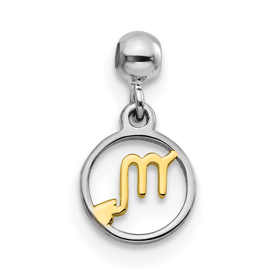 Sterling Silver Mio Memento Rhodium-Plated Gold-Tone Dangle Scorpio Charm