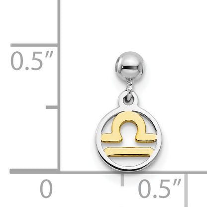 Sterling Silver Mio Memento Rhodium-Plated Gold-Tone Dangle Libra Charm