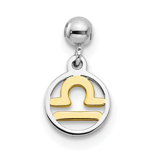 Sterling Silver Mio Memento Rhodium-Plated Gold-Tone Dangle Libra Charm