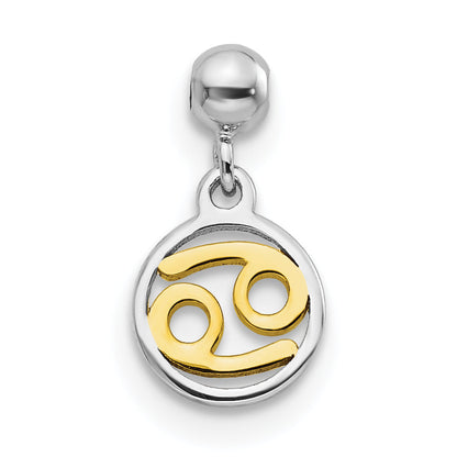 Sterling Silver Mio Memento Rhodium-Plated Gold-Tone Dangle Cancer Charm
