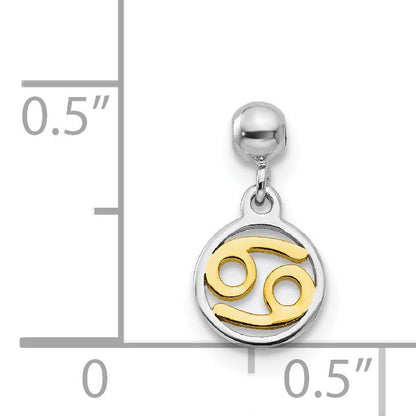 Sterling Silver Mio Memento Rhodium-Plated Gold-Tone Dangle Cancer Charm